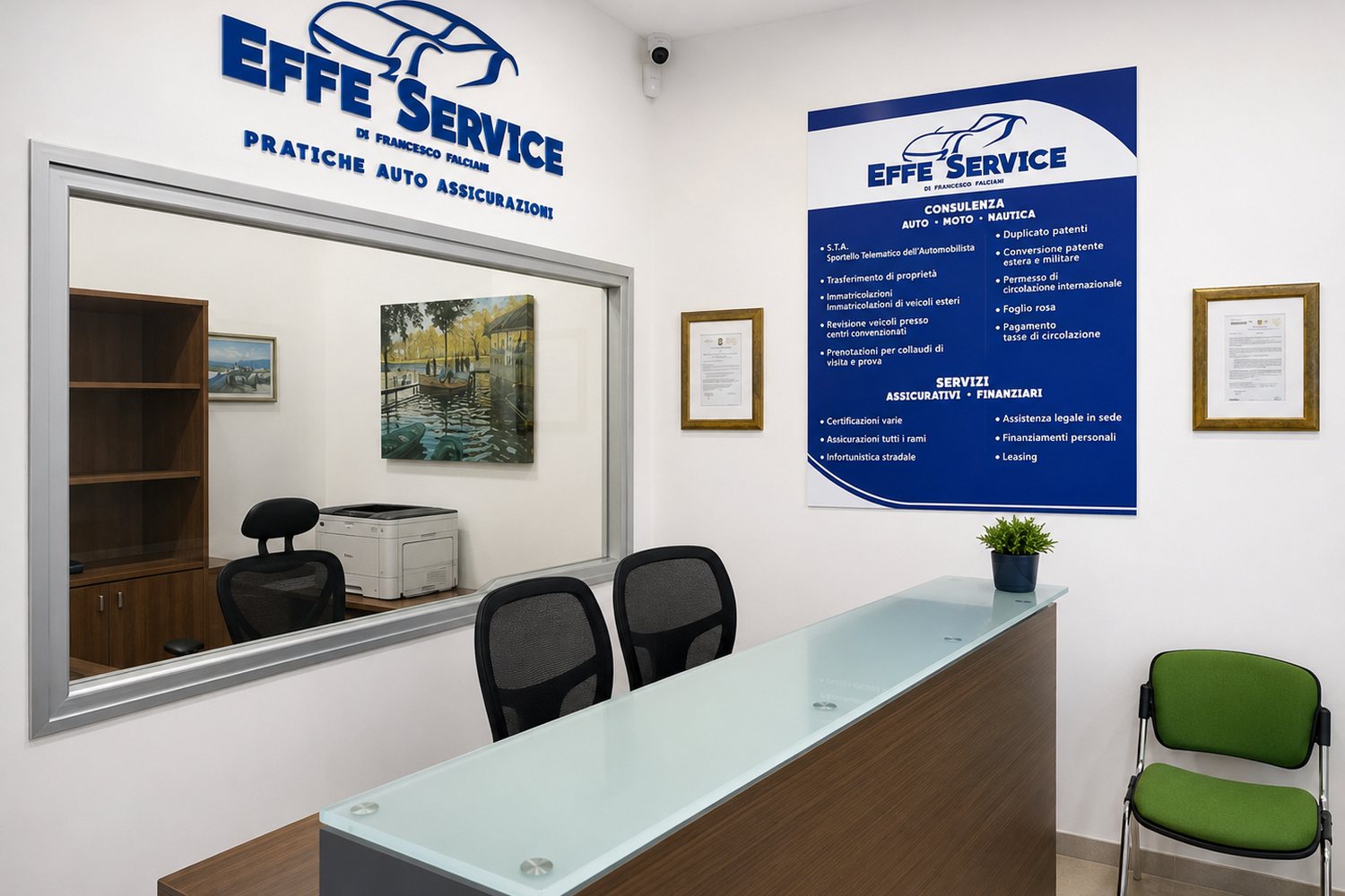 Reception e insegna Effe Service a Salerno